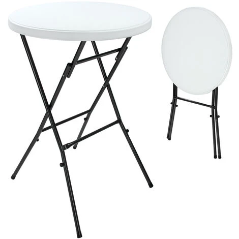 Folding Bistro Table Garden Round Side Table 110x72cm Powder Coated Metal - Image 4