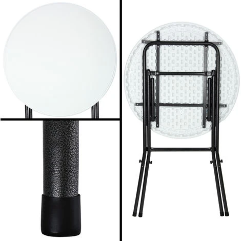 Folding Bistro Table Garden Round Side Table 110x72cm Powder Coated Metal - Image 5