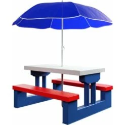 Deuba Kids Picnic Table Bench Set Parasol Children Garden Furniture Outdoor UV Protection Weatherproof