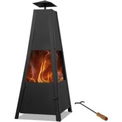 Gardebruk Fireplace Pyramid Poker Smoke Vent Lockable Door Stable Stand Patio Stove Fire Basket