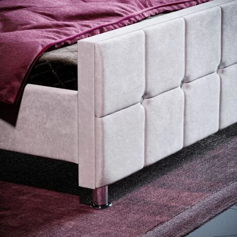 Valentina 4ft6 Double Fabric Bed Frame, Light Grey Velvet, 190 X 135 Cm - Image 4