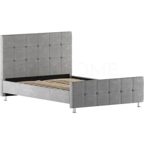 Valentina 4ft6 Double Fabric Bed Frame, Light Grey Velvet, 190 X 135 Cm - Image 5