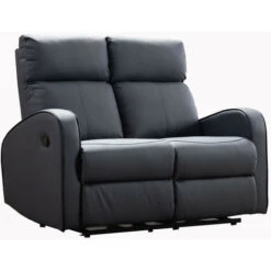 Boston Grey Leather 2 Seater Recliner Sofa