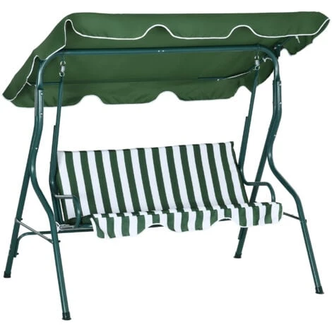 Outsunny 3-person Garden Swing Chair W/ Adjustable Canopy Green