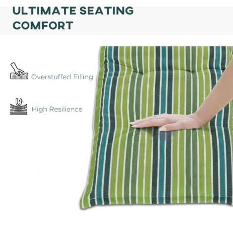 Outsunny 2 PCS Patio Bench Swing Chairs Garden Chairs Cushion Mat Strips Green Stripe - Image 4
