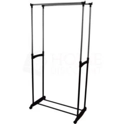 Double Clothes Rail Garment Rack Shoe Rack Storage, Silver