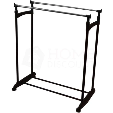 Double Clothes Rail Garment Rack Shoe Rack Storage, Silver - Image 2