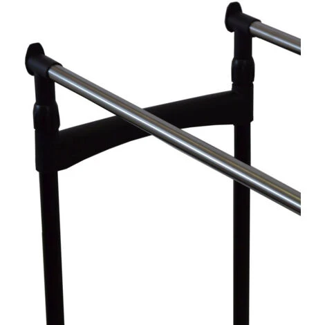 Double Clothes Rail Garment Rack Shoe Rack Storage, Silver - Image 5