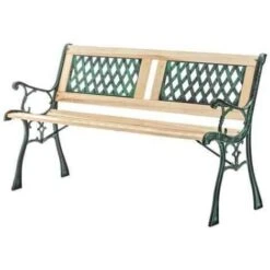 KMS BIRCHTREE Outdoor Wooden 3 Seater Cross Lattice And Slat Style Garden Bench