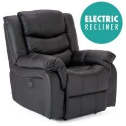 SEATTLE ELECTRIC BLACK LEATHER AUTO RECLINER ARMCHAIR SOFA HOME LOUNGE CHAIR