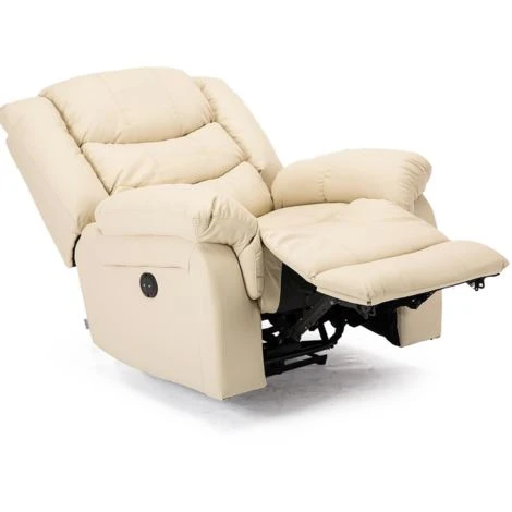 SEATTLE ELECTRIC CREAM LEATHER AUTO RECLINER ARMCHAIR SOFA HOME LOUNGE CHAIR - Image 2