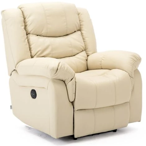 SEATTLE ELECTRIC CREAM LEATHER AUTO RECLINER ARMCHAIR SOFA HOME LOUNGE CHAIR - Image 3