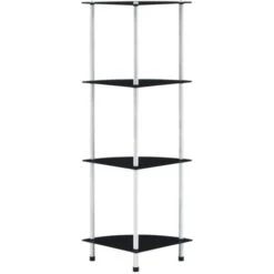 4-Tier Shelf Black 30x30x100 Cm Tempered Glass VidaXL