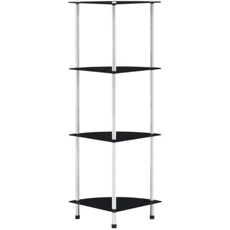 4-Tier Shelf Black 30x30x100 Cm Tempered Glass VidaXL