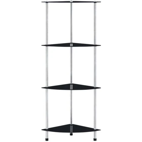 4-Tier Shelf Black 30x30x100 Cm Tempered Glass VidaXL - Image 2