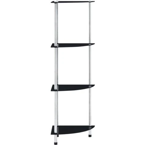 4-Tier Shelf Black 30x30x100 Cm Tempered Glass VidaXL - Image 4