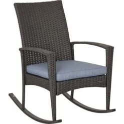 Outsunny Garden Rattan Rocking Chair, Bistro Recliner Furniture Seater Grey