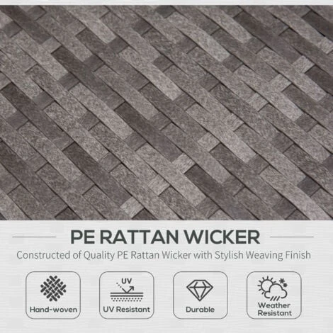 Outsunny 3 PCs Rattan Outdoor Set Cushion L Shape Corner Sofa Coffee Table - Image 4