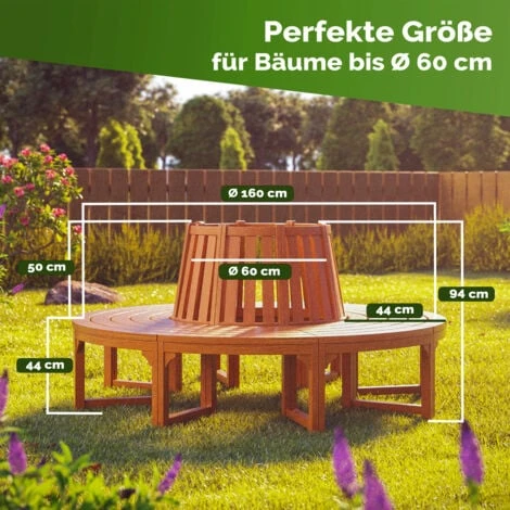 Deuba Wooden Tree Bench FSCĀ®-Certified Eucalyptus Wood Round Garden Seat 190 Cm - Image 3