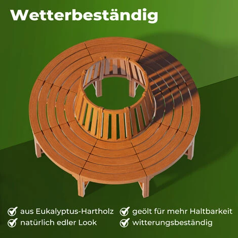 Deuba Wooden Tree Bench FSCĀ®-Certified Eucalyptus Wood Round Garden Seat 190 Cm - Image 4