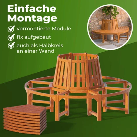 Deuba Wooden Tree Bench FSCĀ®-Certified Eucalyptus Wood Round Garden Seat 190 Cm - Image 5