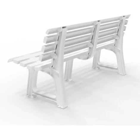 Casaria Garden Bench Orchidea 2 β 3 Seater 145 Cm Plastic Patio Benches Outdoor Furniture Grey Green White Lightweight Durable Ergonomic Backrest Terrace Balcony White - Image 3