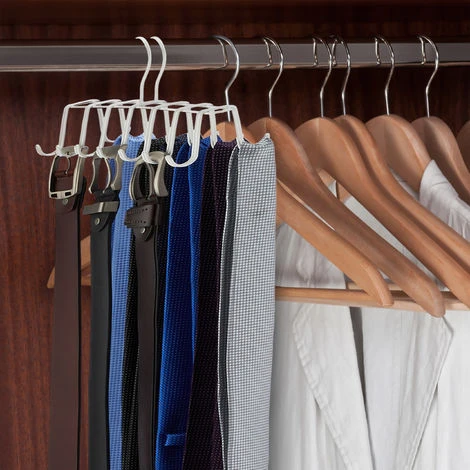 Set Of 2 Relaxdays Belt Holders, Modern Metal Tie Rack, Compact, 14 Hooks, Wardrobe Organiser, Gold - Image 3