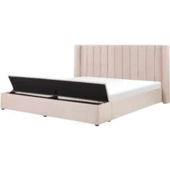 Velvet EU Super King Size Bed Frame Tufted 6ft Storage Bench Pastel Pink Noyers
