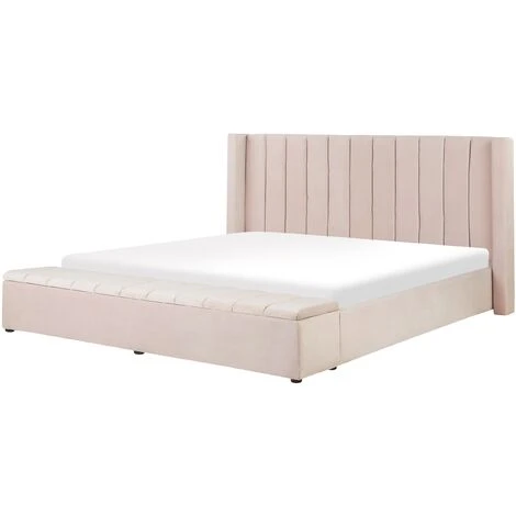 Velvet EU Super King Size Bed Frame Tufted 6ft Storage Bench Pastel Pink Noyers - Image 4