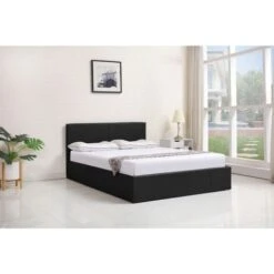 KOSY KOALA Ottoman Storage Bed Side Lift Opening Black 4FT6 DOUBLE BED FRAME (4FT6 DOUBLE)
