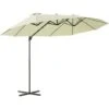 Outsunny Double Canopy Offset Parasol Umbrella Garden Shade Steel Canopy Beige