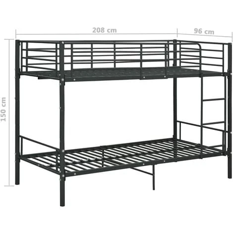Bunk Bed Black Metal 90x200 Cm VidaXL - Image 3