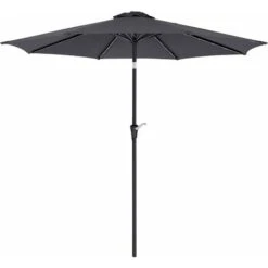 Songmics 3 M Garden Parasol Umbrella With Solar-Powered LED Lights, Sunshade With UPF 50+ Protection, Tilting, Crank Handle For Opening Closing, Base Not Included, Grey GPU33GY