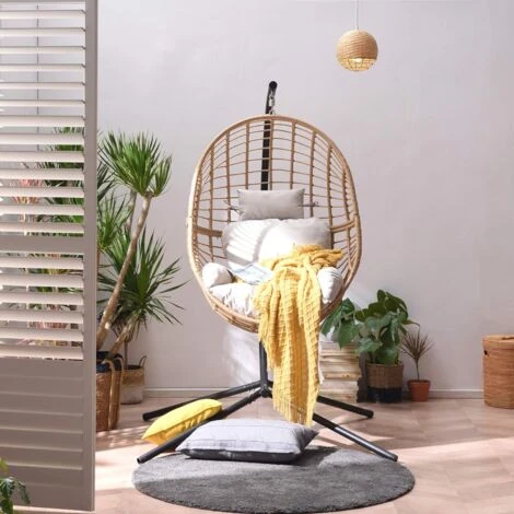 Cherry Tree Furniture Marigold Rattan Effect Hanging Egg Chair - Image 2