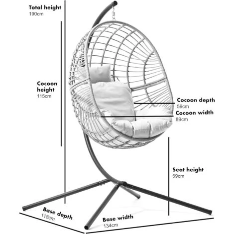 Cherry Tree Furniture Marigold Rattan Effect Hanging Egg Chair - Image 4