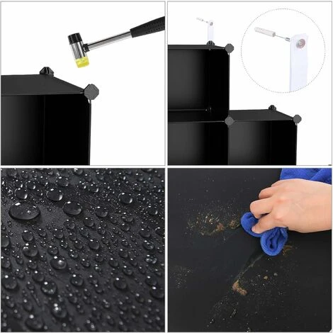 Songmics 16-Cube Storage Unit, Shoe Rack, DIY Shelving System, Stackable Cubes, PP Plastic Shelf, Wardrobe, Closet Divider, For Bedroom, Office, Black LPC44BK - Image 4