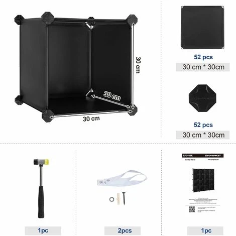 Songmics 16-Cube Storage Unit, Shoe Rack, DIY Shelving System, Stackable Cubes, PP Plastic Shelf, Wardrobe, Closet Divider, For Bedroom, Office, Black LPC44BK - Image 5