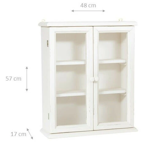 Country-style Solid Lime Wood Antiqued White Finish Hanging Display Case. Made In Italy - Image 2