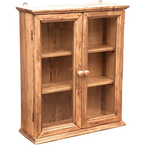 Country-style Solid Lime Wood, Natural Finish Hanging Display Case. Made In Italy