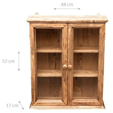 Country-style Solid Lime Wood, Natural Finish Hanging Display Case. Made In Italy - Image 2