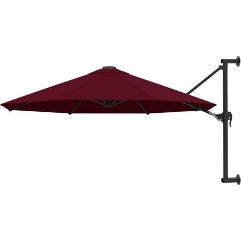 Wall-Mounted Parasol With Metal Pole 300 Cm Burgundy VidaXL