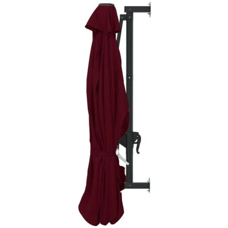 Wall-Mounted Parasol With Metal Pole 300 Cm Burgundy VidaXL - Image 5