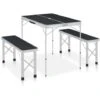 Folding Camping Table With 2 Benches Aluminium Grey VidaXL