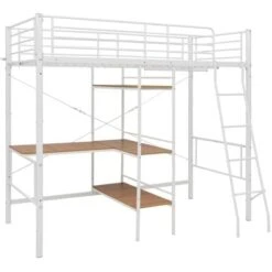 Bunk Bed With Table Frame White Metal 90x200 Cm VidaXL
