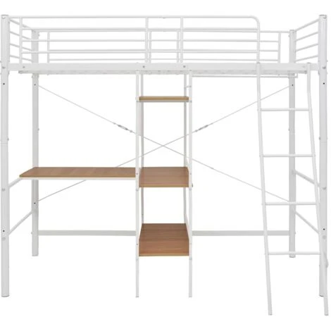 Bunk Bed With Table Frame White Metal 90x200 Cm VidaXL - Image 2