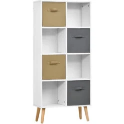 HOMCOM 123 X 55cm Freestanding 8 Cube Storage Cabinet Unit Bookcase W/ 4 Drawer