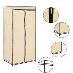 Hommoo Wardrobe Cream 75x50x160 Cm VD23552