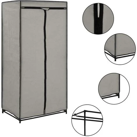 Hommoo Wardrobe Grey 75x50x160 Cm VD23553