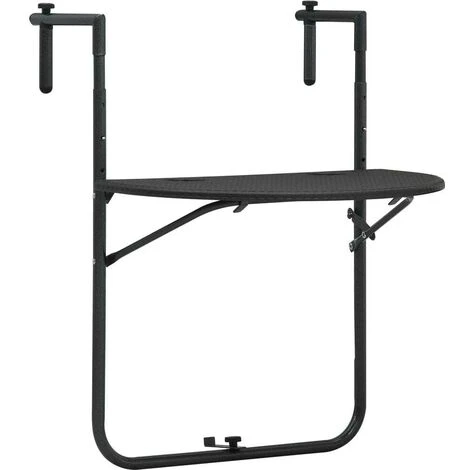 Hommoo Hanging Balcony Table Brown 60x64x83.5 Cm Plastic Rattan Look VD30272