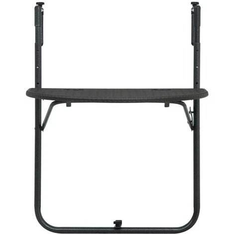 Hommoo Hanging Balcony Table Brown 60x64x83.5 Cm Plastic Rattan Look VD30272 - Image 2